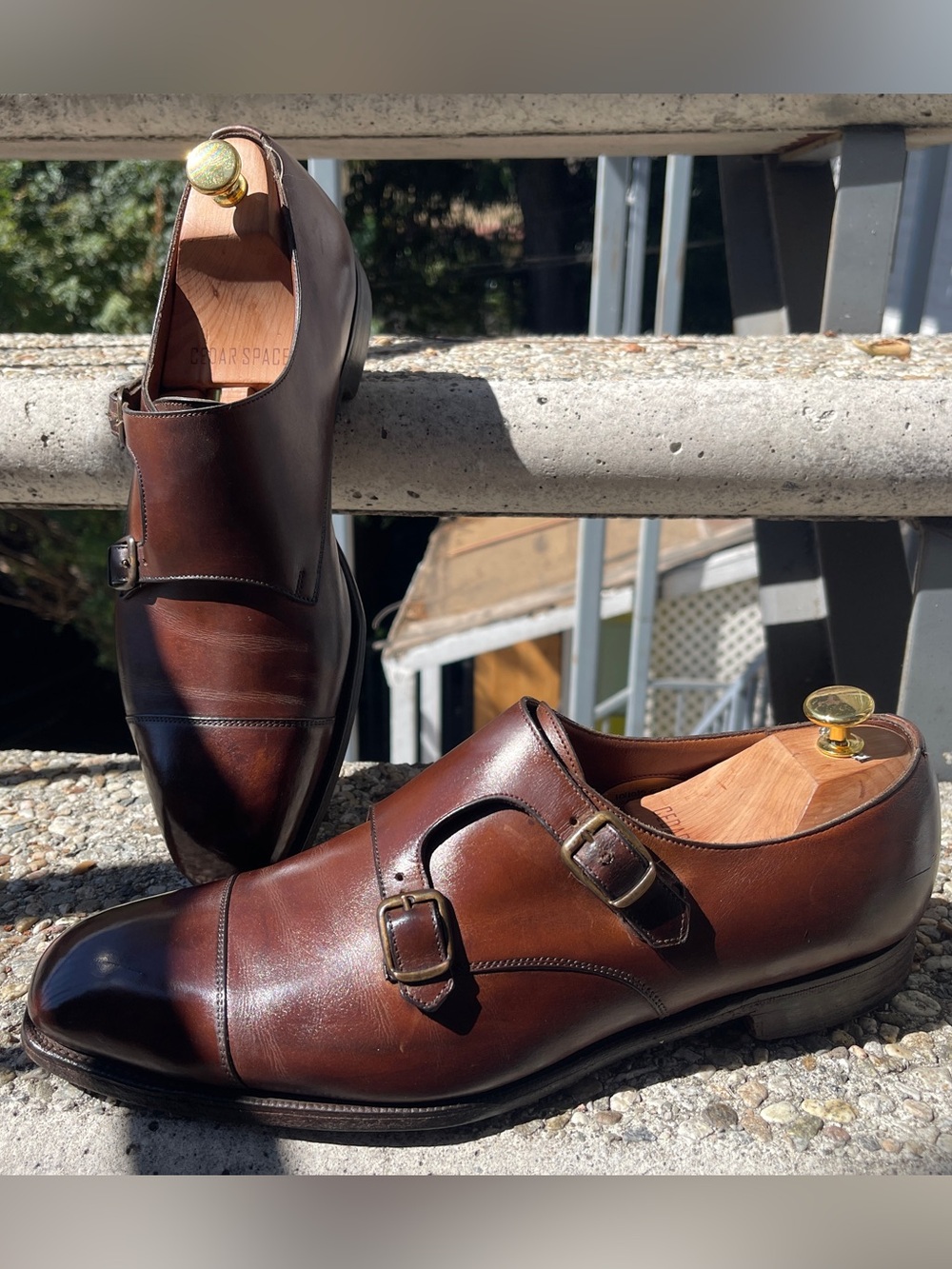 Edward Green: Westminster double-monk straps in antique calf (UK 10E, US 10 1/2)